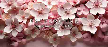 PSD gratuit de belles fleurs de dahlia roses et blanches à l'arrière-plan floral