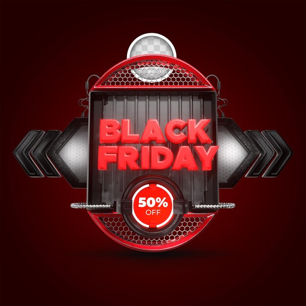 Black Friday sur plateforme métallique. rendu 3D
