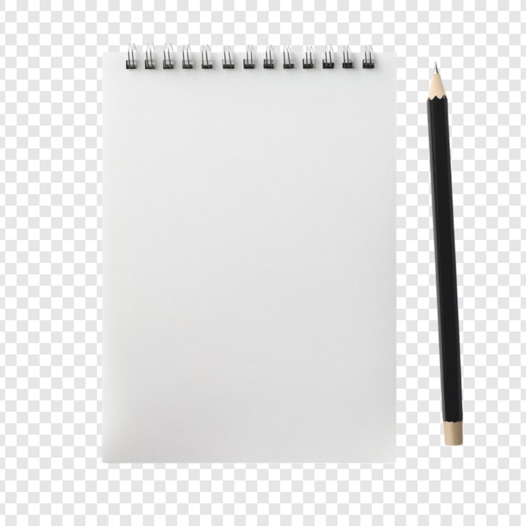 PSD gratuit un bloc-notes en spirale vide et un crayon prêts à écrire