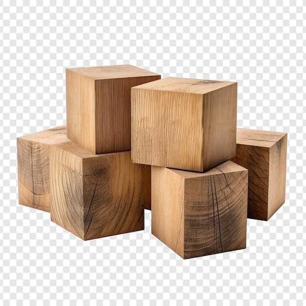 PSD gratuit blocs en bois isolés sur fond transparent