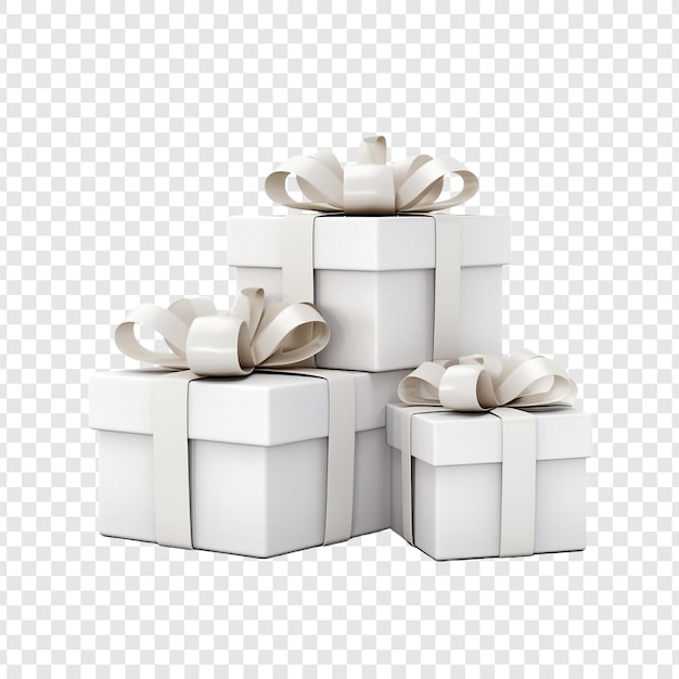 PSD gratuit boîtes cadeaux blanches de concept festif avec ruban isolé sur fond transparent
