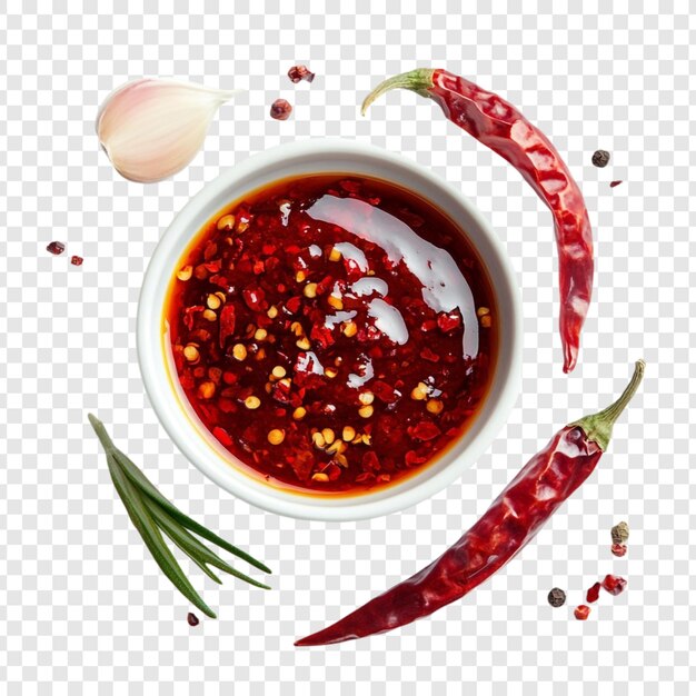 Un bol de sauce chili épicée avec des poivrons et de l'ail