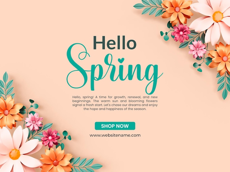 PSD gratuit bonjour modèle de bannière de printemps avec fleur de marguerite