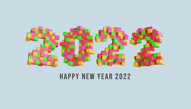 Bonne année 2022 fond avec cube coloré