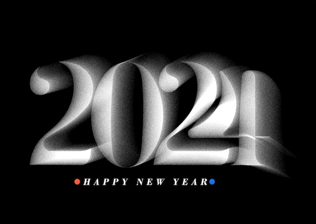 Bonne Année 2024 Lettres Typographiques Transparentes Psd