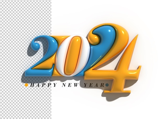 PSD gratuit bonne année 2024 lettres typographiques transparentes psd