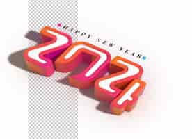 PSD gratuit bonne année 2024 lettres typographiques transparentes psd