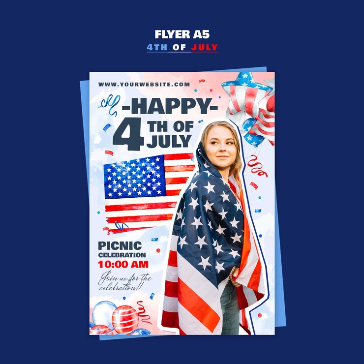 PSD gratuit bonne fête du 4 juillet au pique-nique.