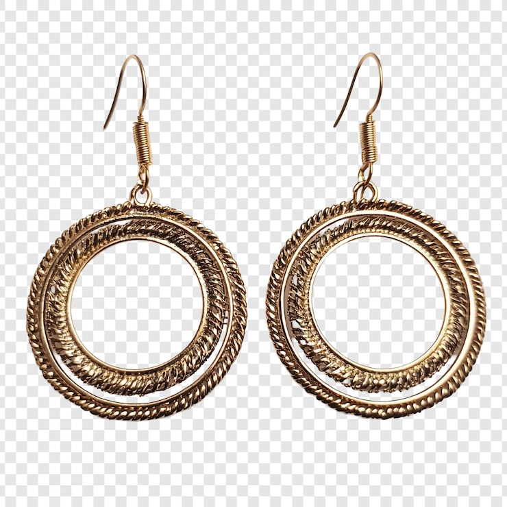 PSD gratuit des boucles d'oreilles d'or élégantes à double anneau
