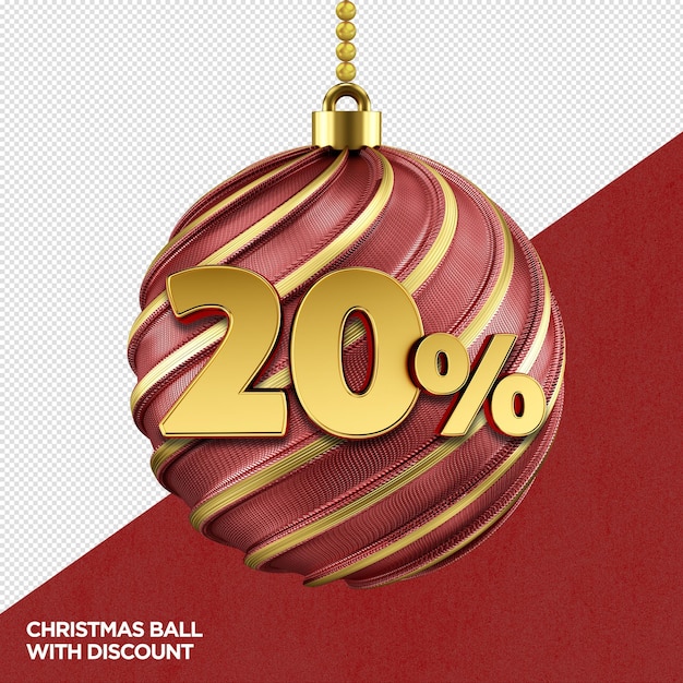 Boule de Noël 3d avec pourcentage pour les compositions PSD Gratuite