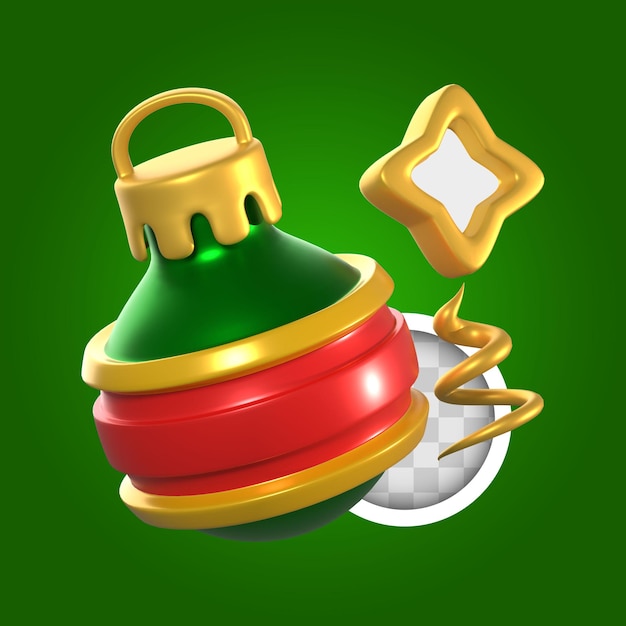 Boule de Noël avec étoile illustration 3D