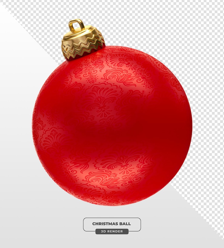 PSD gratuit boule d'ornement de noël rouge avec chapeau doré en rendu 3d