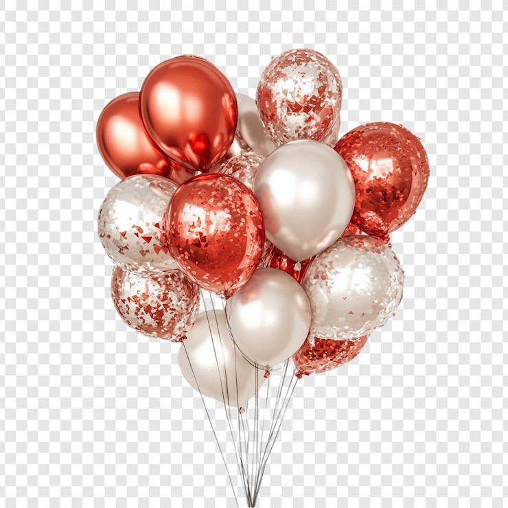 PSD gratuit un bouquet élégant de ballons rouges et blancs