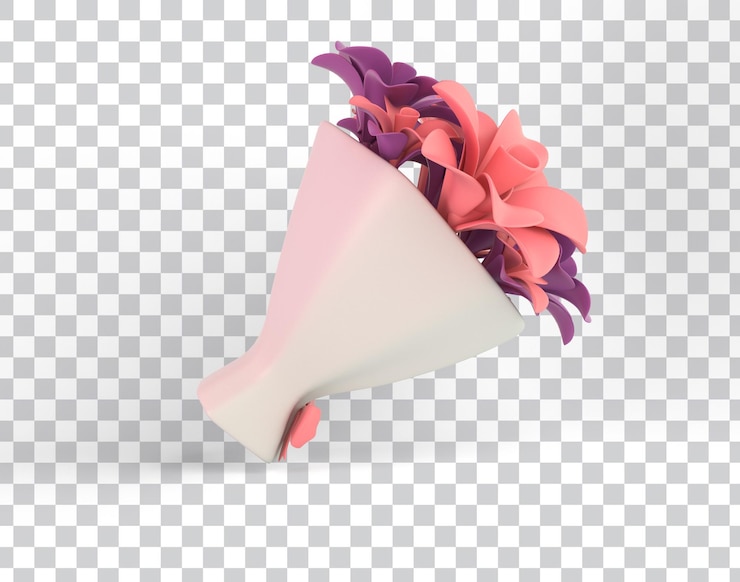 PSD gratuit bouquet de fleurs de dessin animé côté gauche