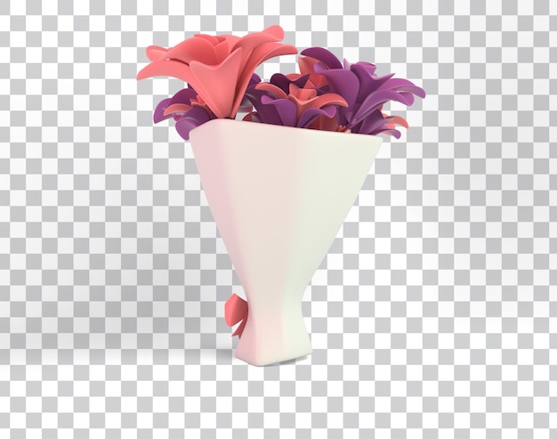 PSD gratuit bouquet de fleurs de dessin animé