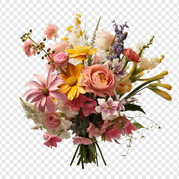 PSD gratuit bouquet de fleurs isolé sur un fond transparent