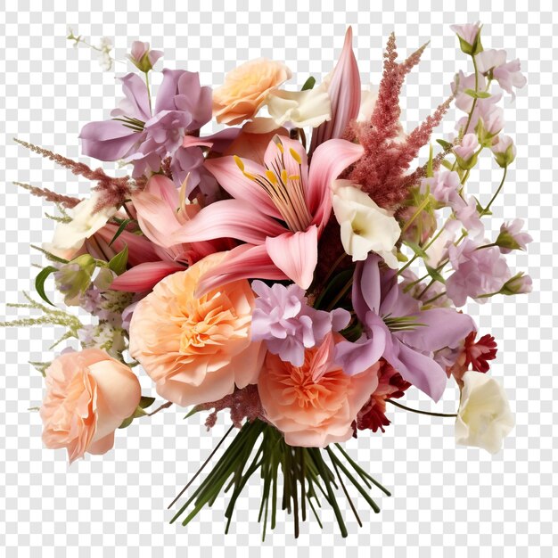 PSD gratuit bouquet de fleurs isolé sur un fond transparent