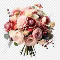 PSD gratuit bouquet de mariage luxueux avec une variété de belles fleurs isolées sur un fond transparent