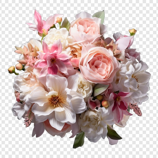 PSD gratuit bouquet de mariage luxueux avec une variété de belles fleurs isolées sur un fond transparent