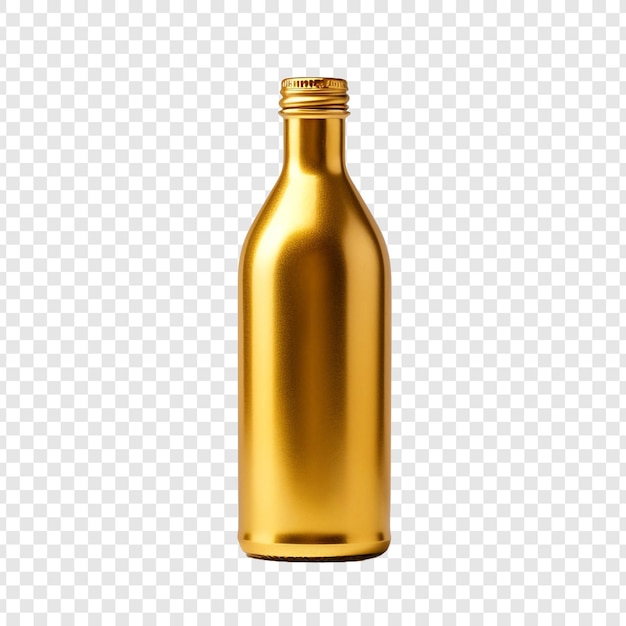 PSD gratuit une bouteille de couleur or est montrée isolée sur un fond transparent