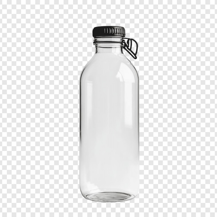 PSD gratuit bouteille de verre vide avec bouchon noir