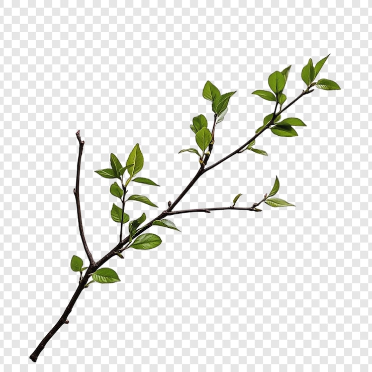 PSD gratuit une branche de printemps vibrante avec des feuilles vertes luxuriantes