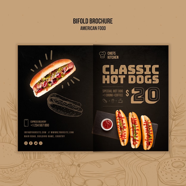 Brochure Pliante Hot-dogs Classiques Américains