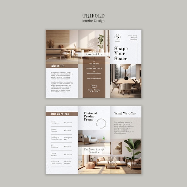 Brochure à trois volets sur l'aménagement intérieur