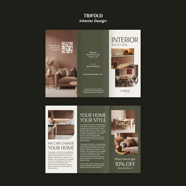 Brochure à trois volets sur l'aménagement intérieur