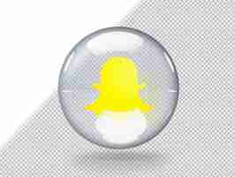 PSD gratuit bulle de verre transparente avec le logo snapchat à l'intérieur isolé sur un fond transparent