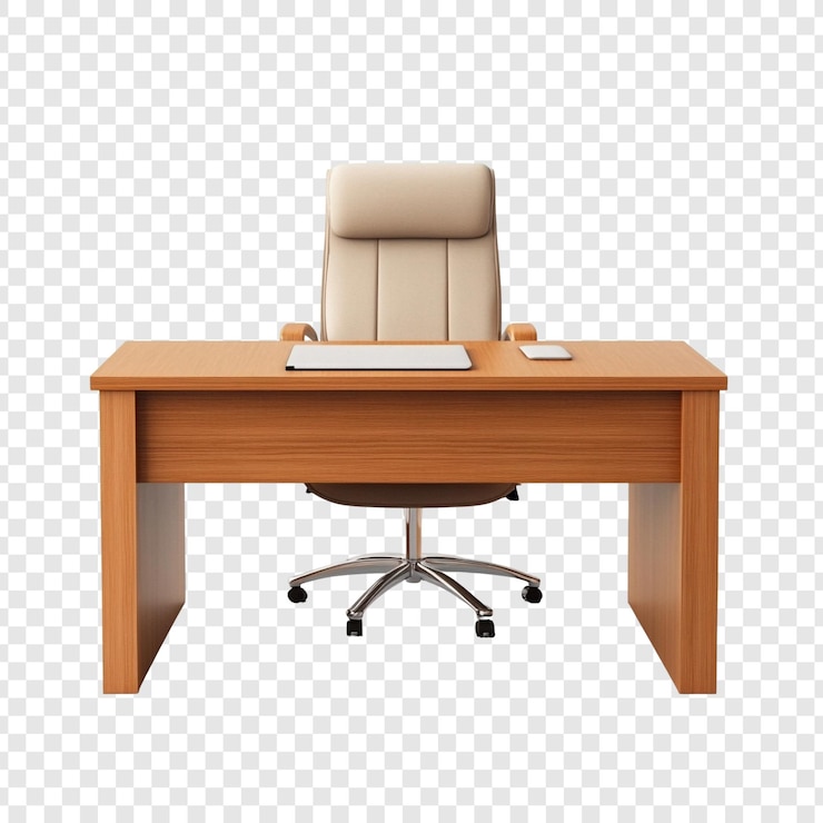PSD gratuit bureau et chaise de bureau modernes rendering 3d d'un bureau en bois chaise confortable laptop et souris représentant le travail les affaires et la productivité