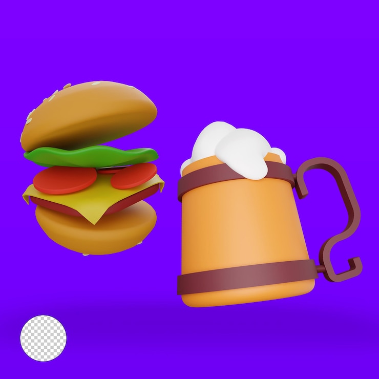 PSD gratuit burger à la bière illustration 3d octoberfest