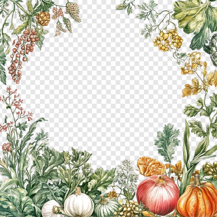 PSD gratuit cadre botanique de la récolte d'automne illustration à l'aquarelle de citrouilles, de gourds et de diverses flores d'hiver formant une bordure décorative