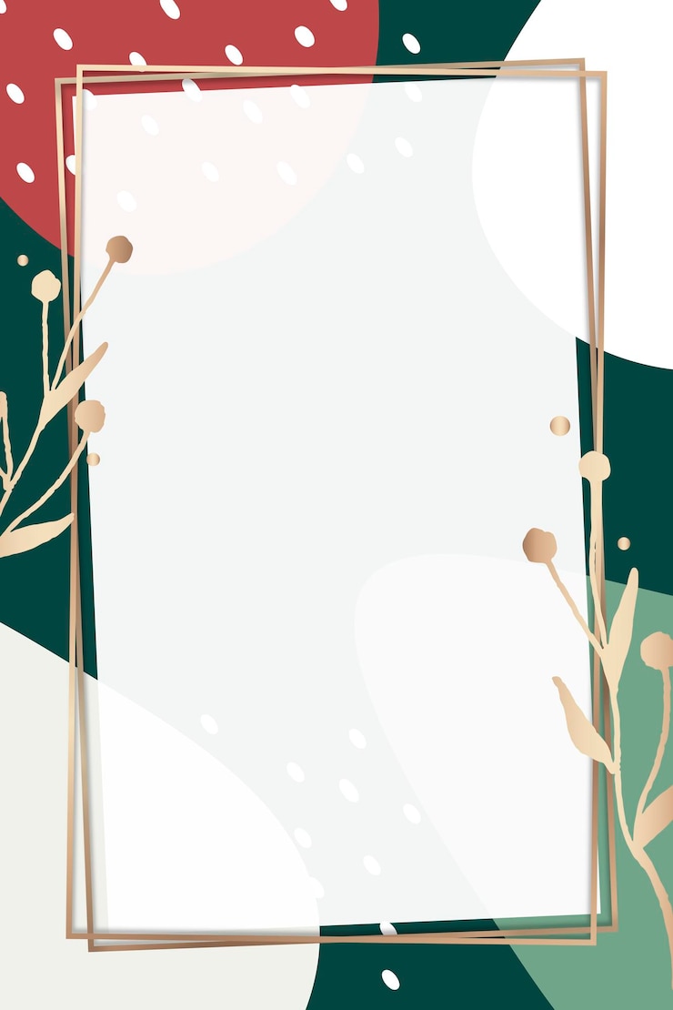 PSD gratuit cadre doré memphis psd avec des feuilles métalliques aux couleurs de noël