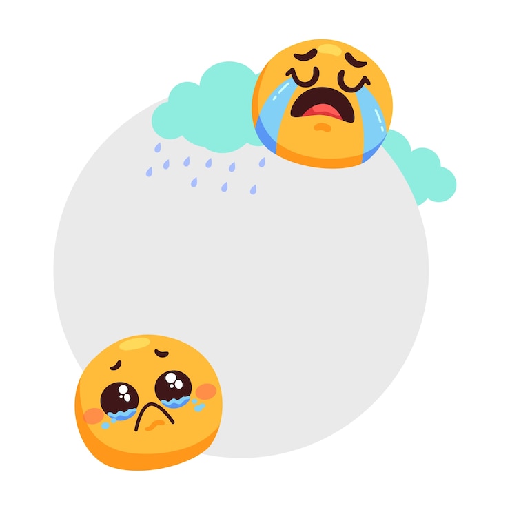 PSD gratuit le cadre de l'emoji du visage triste est isolé.