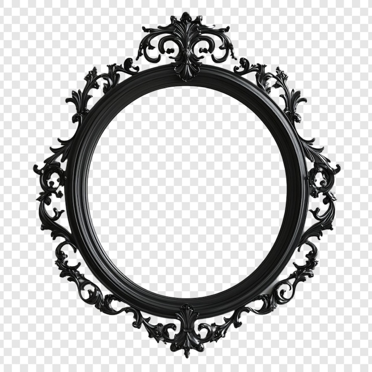 PSD gratuit cadre rond orné noir élégant décor antique de style victorien design classique décoration de maison cadre d'image circulaire cadre photo de luxe élément de design vintage