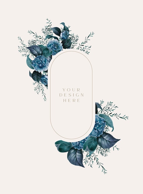 PSD gratuit cadre tropical bleu laisse bouquet de mariage isolé