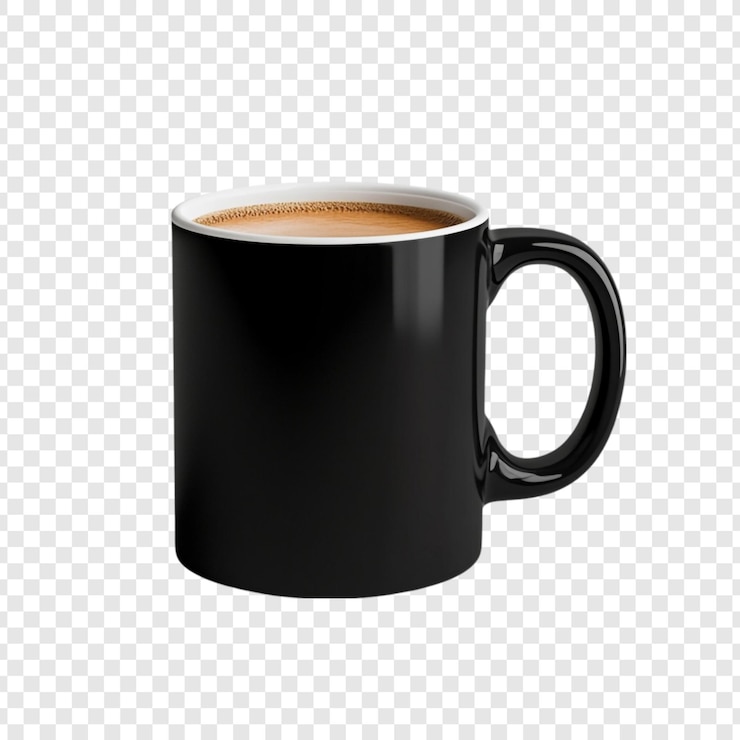 PSD gratuit un café aromatique dans une tasse noire élégante parfait pour le matin