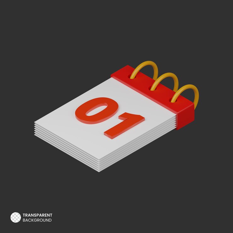 PSD gratuit calendrier isolé icône de rendu 3d