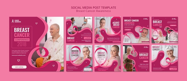 PSD gratuit cancer du sein ig posts avec ruban rose