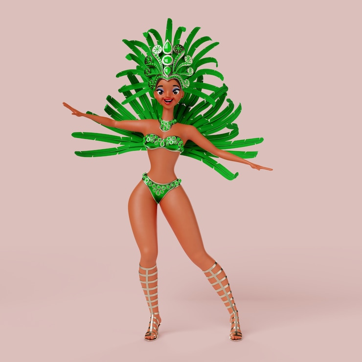 PSD gratuit caractère de danseurs de carnaval brésiliens