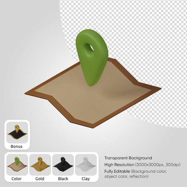 PSD gratuit carte 3d avec localisation