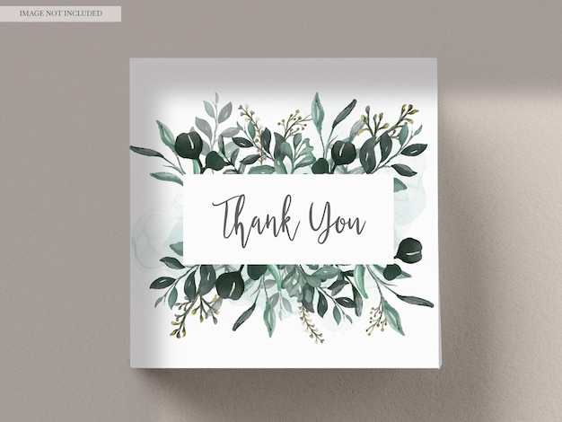 PSD gratuit carte d'invitation avec aquarelle de feuilles et de fleurs