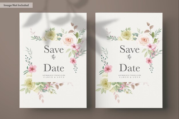 PSD gratuit carte d'invitation de mariage avec de belles fleurs dessinées à la main