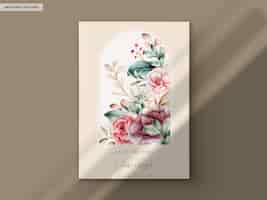 PSD gratuit carte d'invitation de mariage floral aquarelle dessinée à la main