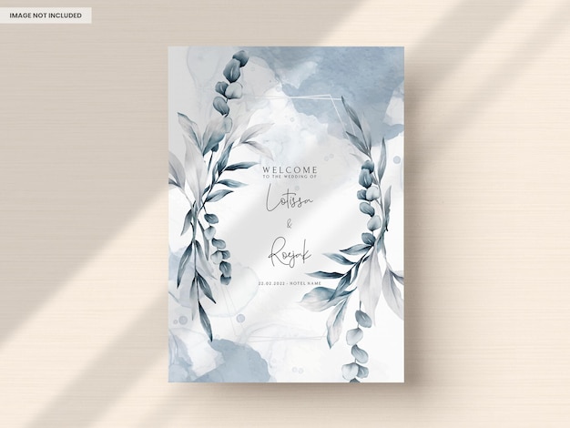 PSD gratuit carte d'invitation de mariage de luxe avec de belles feuilles aquarelles