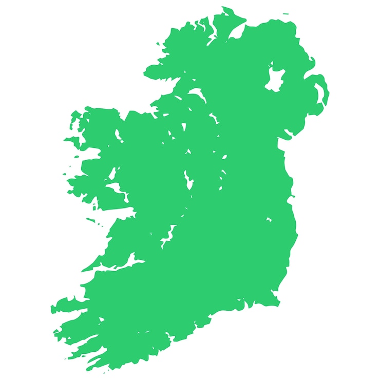 PSD gratuit carte de l'irlande isolée