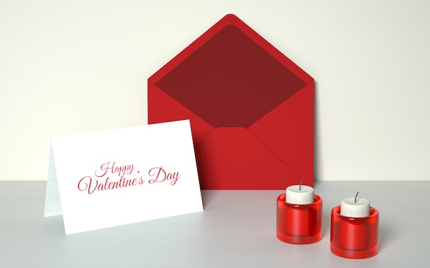 Carte De Saint Valentin Avec Des Bougies