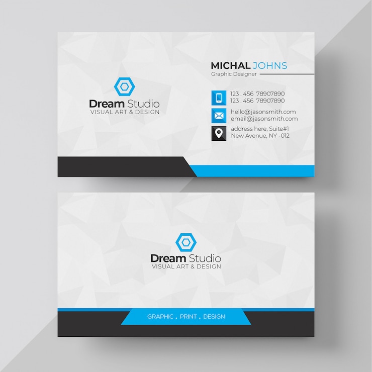 PSD gratuit carte de visite bleue et blanche