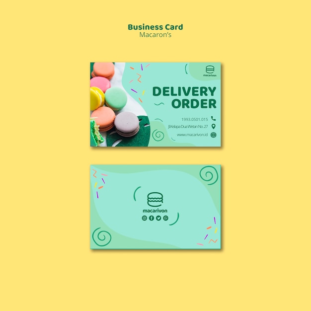 PSD gratuit carte de visite de commande de livraison de macarons